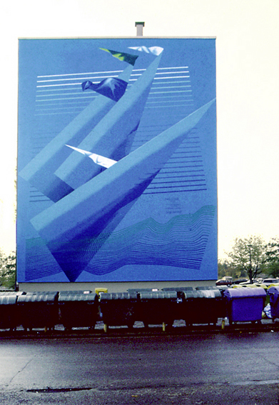 Wandmalerei Schwerin Großer Dreesch, Titel: „Segel im Wind“
